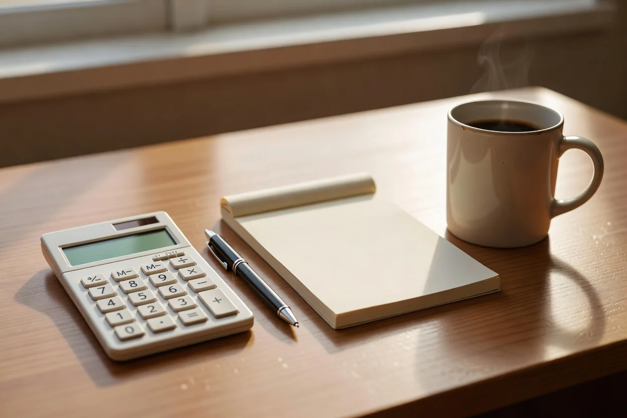 Calculator and tax forms illustrating the numerical difference between Roth and traditional IRA outcomes