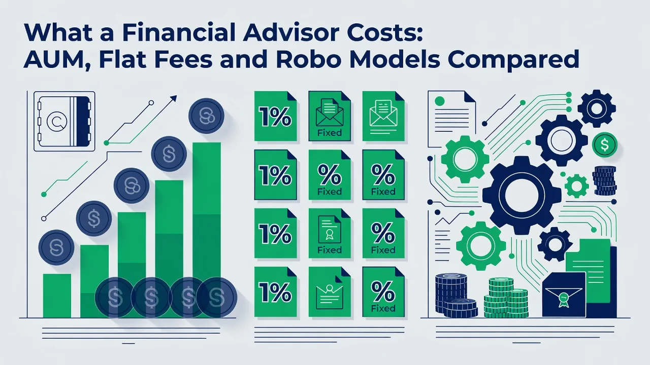 Financial advisor reviewing fee structures with a client at a wooden table